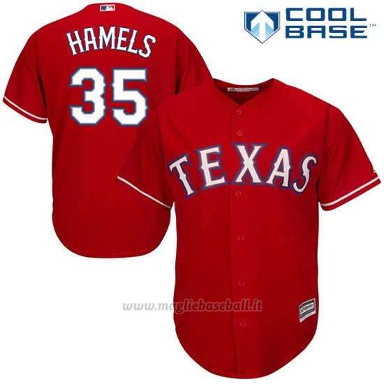 Maglia Baseball Uomo Texas Rangers Cole Hamels Scarlet Cool Base Giocatore